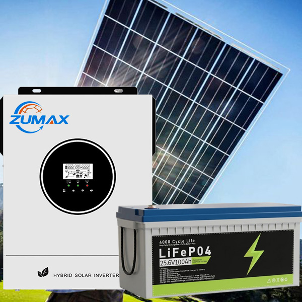 Комплект: гібридний інвертор Zumax(Power - 3.2KW) 3.2KW, 24В, с MPPT  + LiFePO4 аккумулятор 25.6V 100Ah 2560W + сонячна панель JА Solar JAM66D45-635/LB N-Type (635 Вт) Bifacial